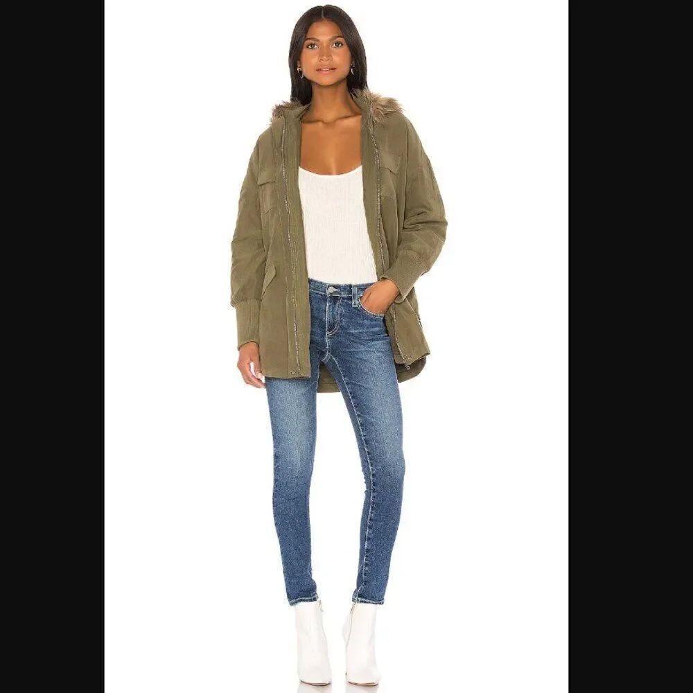 JACK by Steve Madden Call Of The Wild Faux Fur Trim Jacketāin Dark Sage | XS